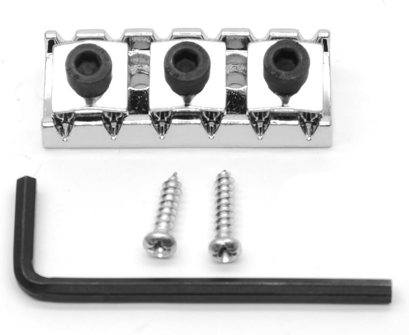 harpfeas 43mm Guitar Metal Locking Nut String Lock for Floyd Rose Style Electric Guitar Tremolo Double Lock System (Chrome) - Image 1